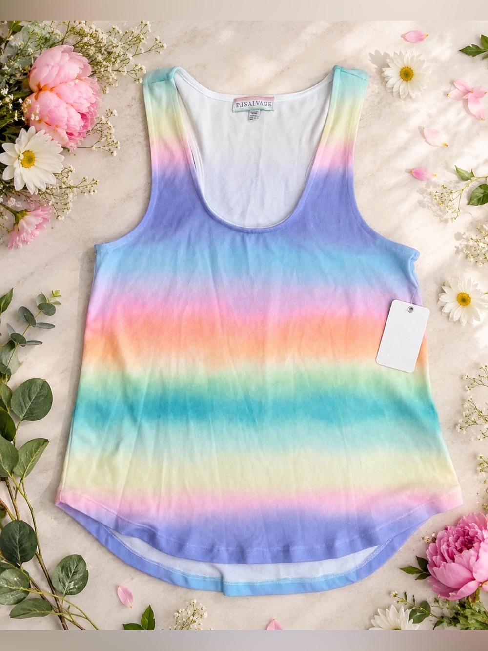 NWT PJ Salvage Small Gradient Good Vibes Tank Multi-Color Ombre